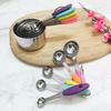 5Pcs/Set Measuring Spoon Set Clear Scale Ring Buckle Silicone Handle Stainless Steel Sugar Powder Spoon Measuring Cup Home Supplies