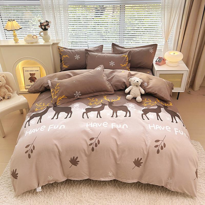 Fresh and Pastoral Style of Plants and Flowers, Dormitory Home Three-piece Set, Four-piece Set, Silky Soft and Delicate Bedding