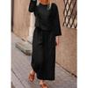 2024 Autumn/Winter Women's Casual Wide-Leg Long Pants Two-Piece Set - Solid Color
