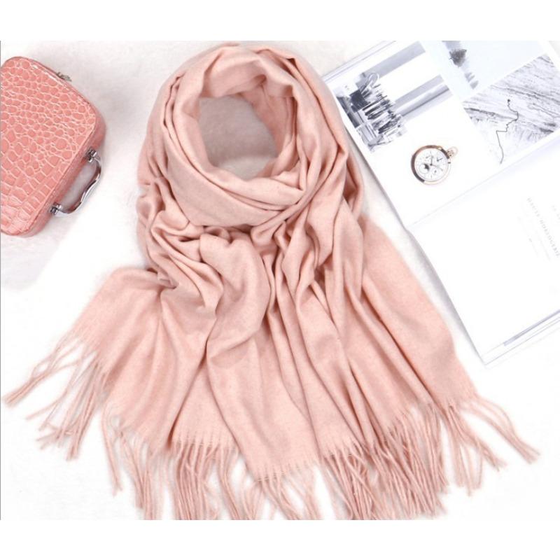 Solid Color Cashmere Scarf for Women in Winter Warm Thickened Autumn and Winter Tassel Gray Shawl Men's Wool Scarf