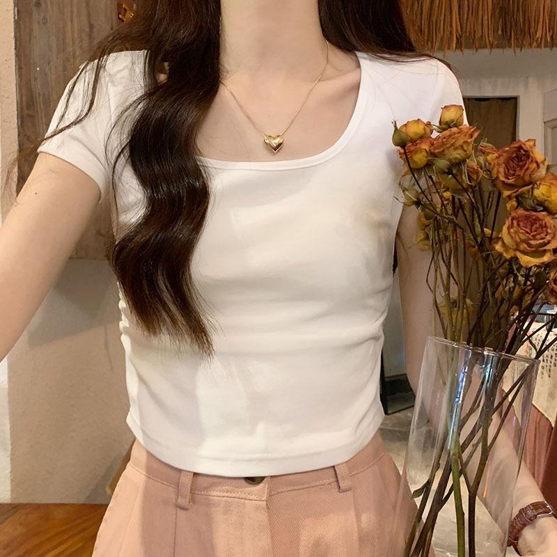 

Женские свитера с квадратным вырезом, короткими рукавами и складками по бокам, а также эластичные утягивающие футболки с коротким рукавом на лето XL