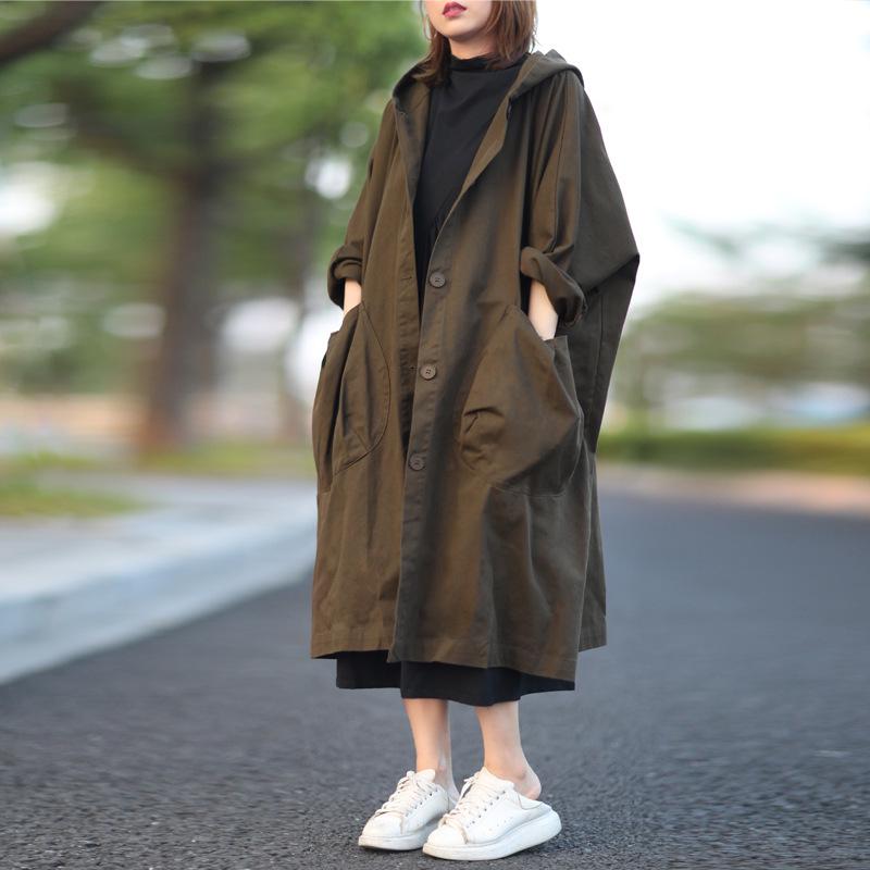 

Women s Oversized Hooded Windbreaker Coat, Over-the-Knee Length, Autumn 2026 Collection, Plus Size Available. One Size чорний