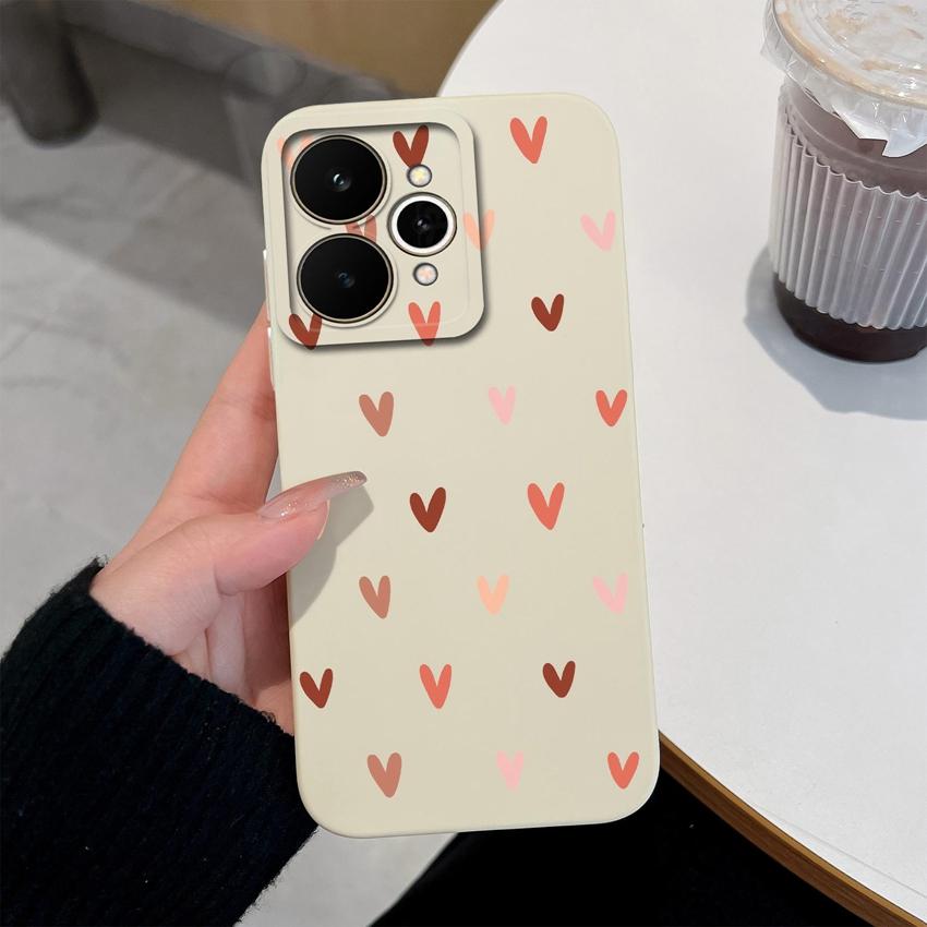 For Realme 15 15T 15X C71 C73 C33 C35 C21Y C25S Note 70 70T Phone Case Fashion Love Heart Patterns Liquid Silicone Protective Shell For Realme Housing