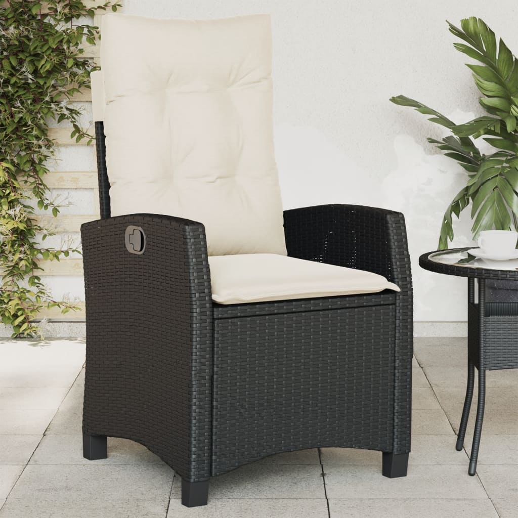 Vidaxl Folding Garden Chairs, 2 Pcs, Cushions, Black Rattan Pe