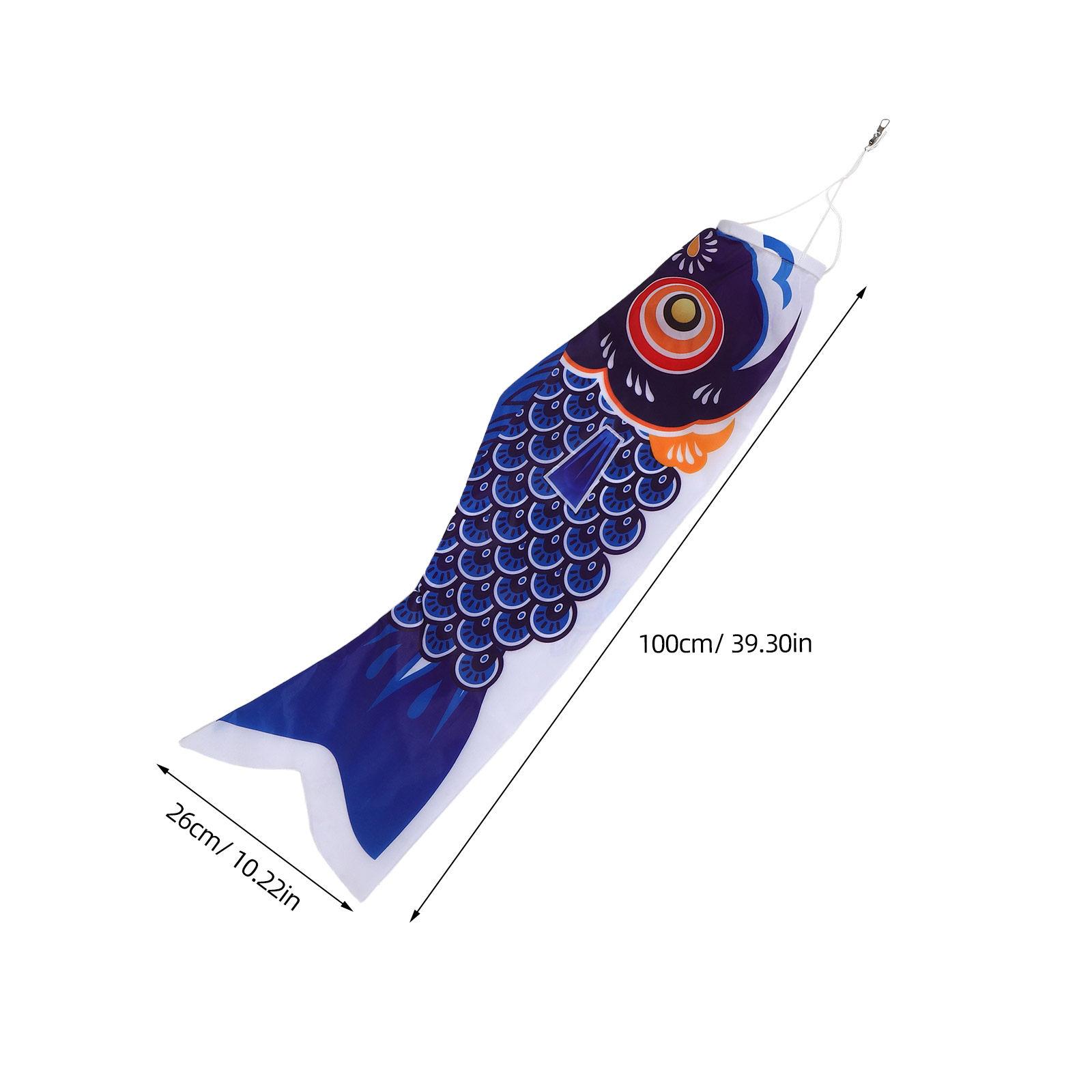 

Japanese Fish Windsock Flag Traditional Carp Streamer Koinobori Banner Hanging Wind Sock Decoration Length For Garden Yard Bar синий