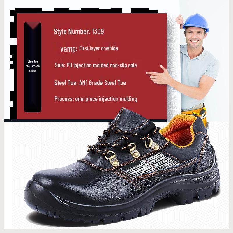 Sevina Steel Toe Leather Safety Shoes - Anti-Smash, Anti-Puncture, Insulated Labor Protection for Men. B-model Anti-smash * 36