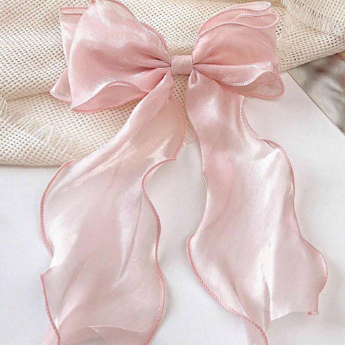 1Pc mesh bow ribbon hair clip, women s high-end headpiece, large hair clip, hair accessory