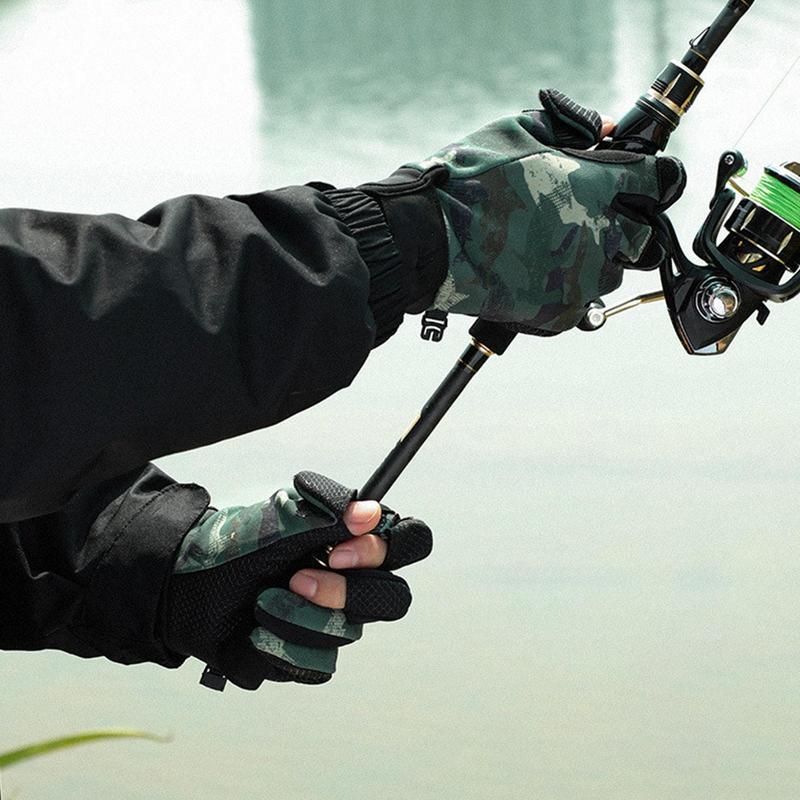 Winter Fishing Gloves Winter Warm Fingerless Hunting Gloves For Men Touchscreen Cold Weather Warm Gloves Non-Slip Fishing