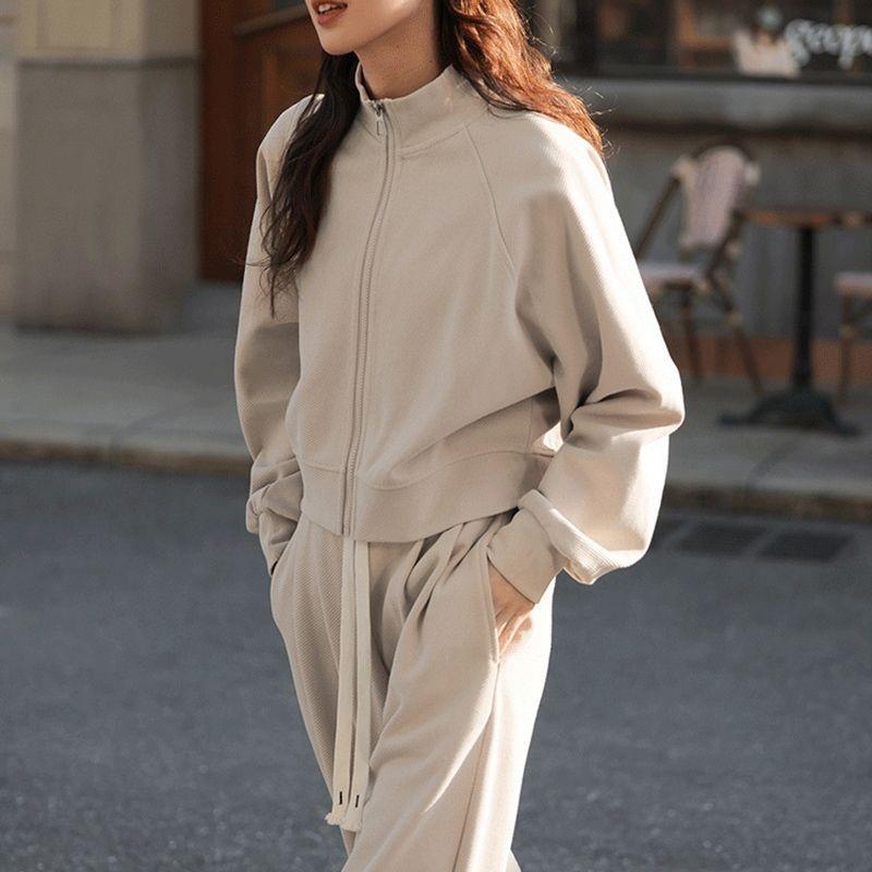 

Women 2 Piece Tracksuit Zip Up Hoodie + Wide Leg Pants Set Casual Sport Loungewear L абрикосовый