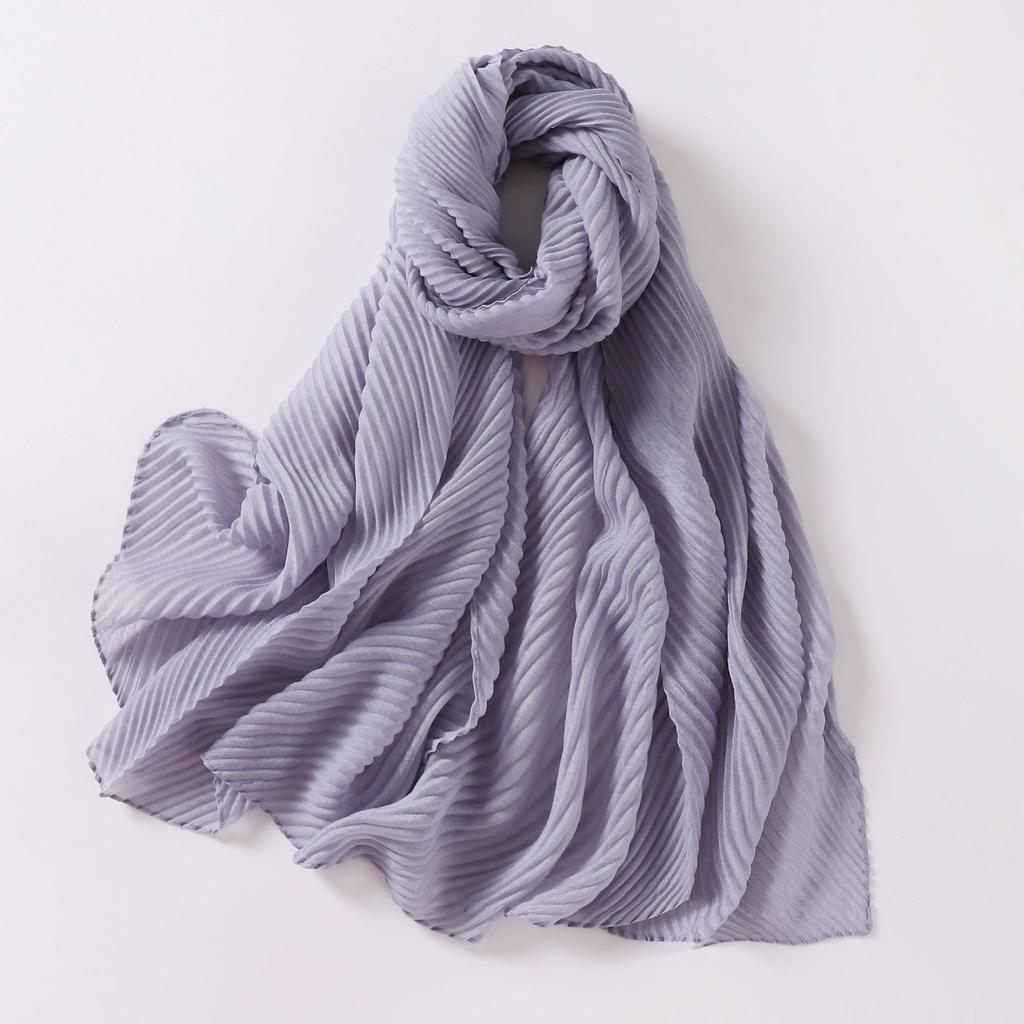 Large Size Pleated Hijab Scarf For Women Muslim Daily Wear