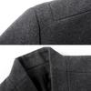 Men Winter Warm Solid Color Woolen Trench Coat Outwear Overcoat Long Jacket