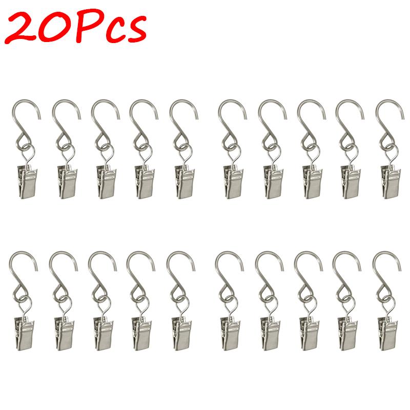 

New Stainless Steel S Clips 10 20 50 100 Curtain Clips Replacement With Hook Metal For Window Curtain Photos Clamp Home Decor