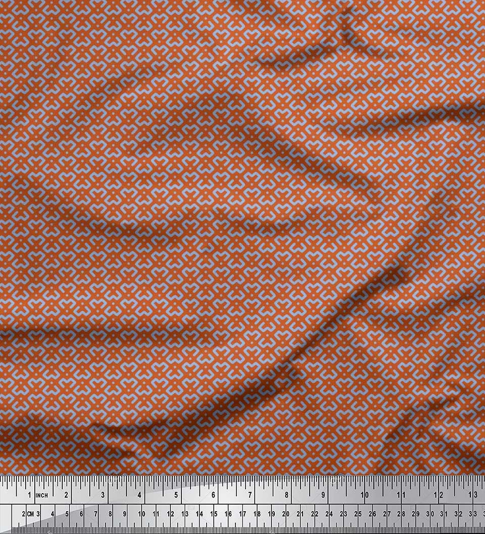

Тканина для рукоділля Soimoi Japan Crepe Satin Dot & Geometric Small Printed на метри 42 дюйми 42 Inch Wide - Poly Crepe коричневий
