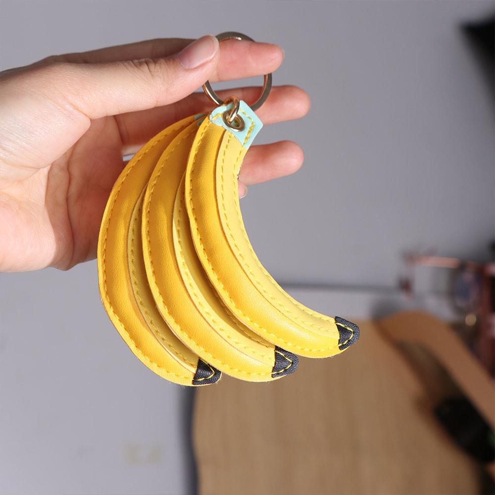 PU Bananenfrucht Bananen Schlüsselanhänger Simulation Frucht Schlüsselring Tragbar PU Leder Anhänger Weiblich