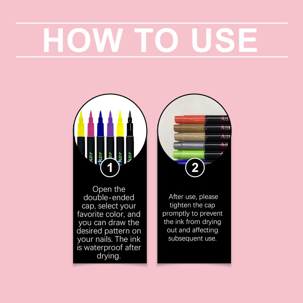 DIY Nail Pen, Painting And Doodling, Nail High,gloss Outlining Pen, Acrylic Pen Set, Colored Paint And Nail Pen,30ML