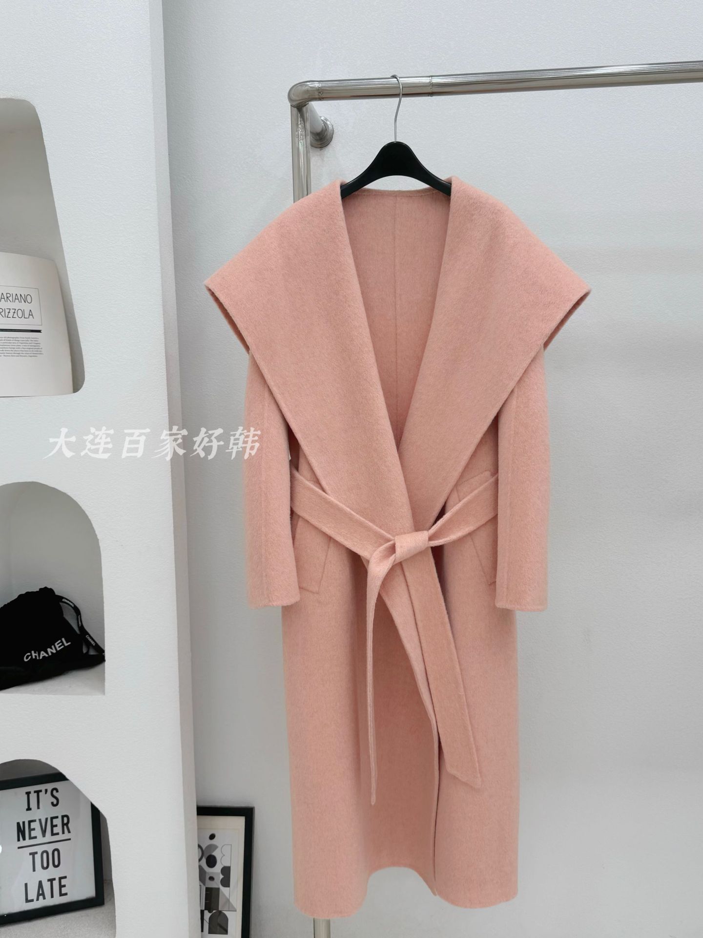 

Ленивое пальто из двусторонней шерсти цвета кэмел с большим лацканом, темно-синим воротником и шнуровкой, длинное пальто, осень и зима, 25 новых женских моделей One size