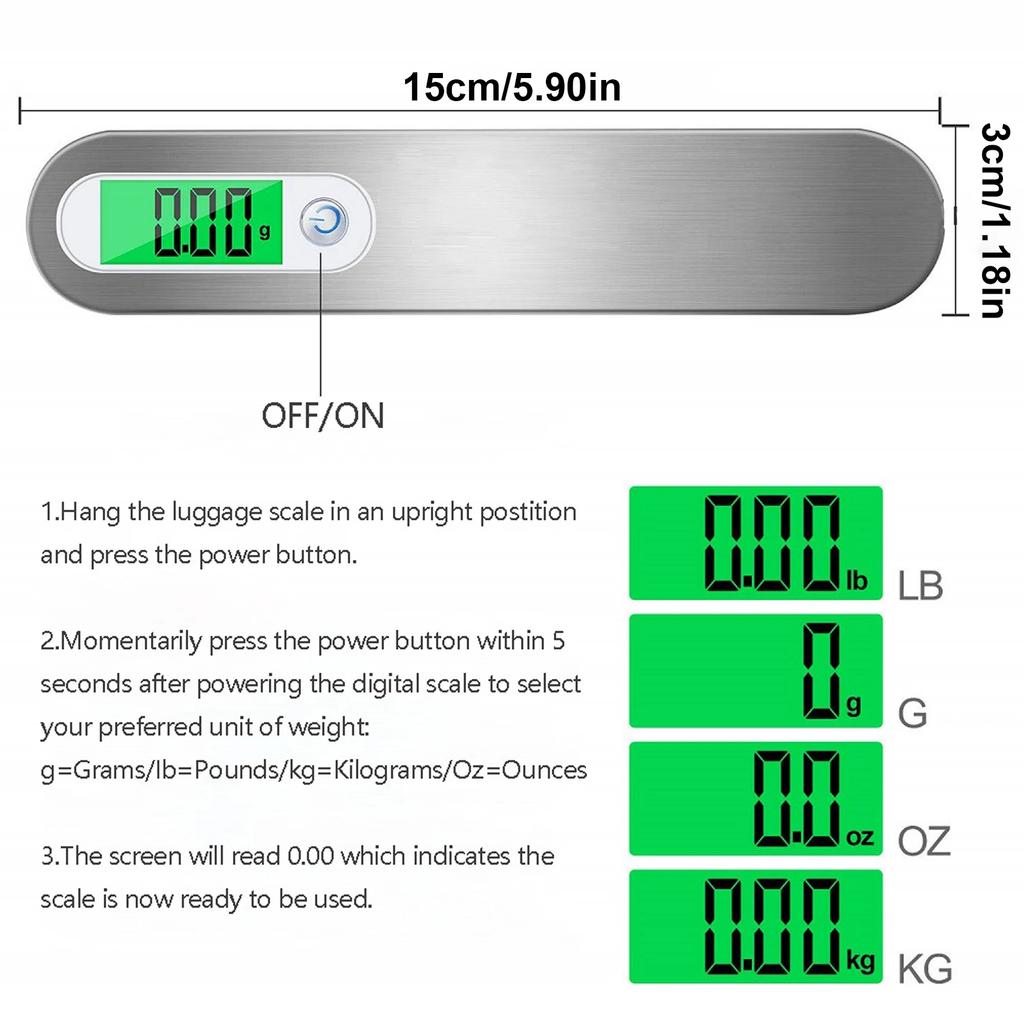 Portable Electronic Hanging Scale & Luggage Weight Scale, Durable, High Accuracy (up to 50kg), Easy to Read with LCD Backlight