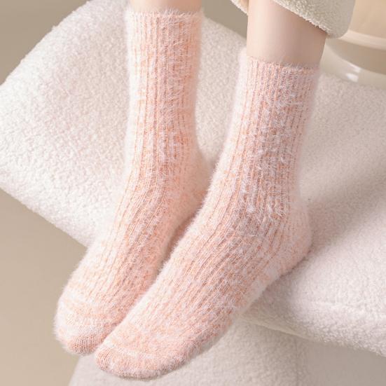 1 Pair Women Socks Highly Elastic Cozy Winter Ankle Socks Thickened Double-Sided Fleece Warm Slipper Socks