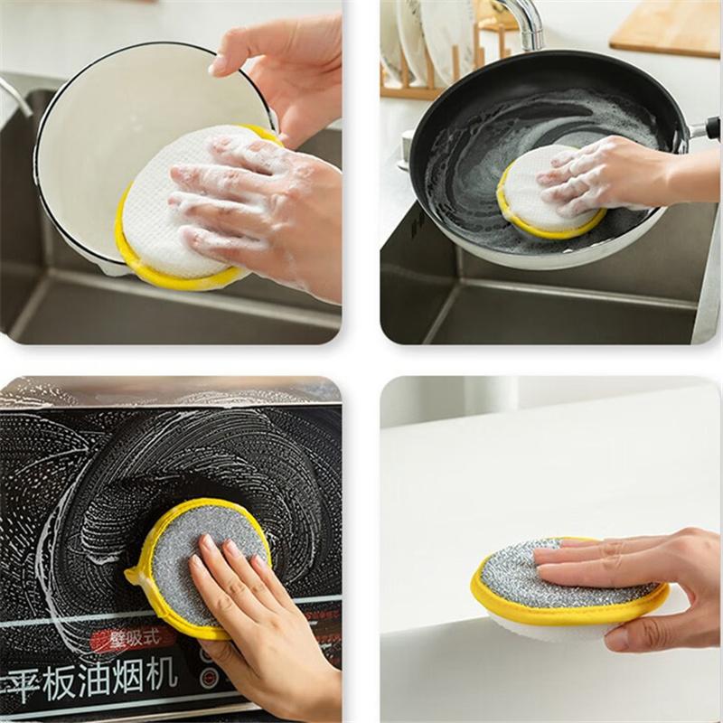 Double Side Dishwashing Sponge Household Cleaning Tools Kitchen Reusable Tableware Dish Washing Brush
