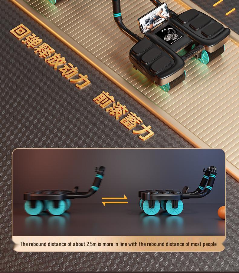 Luxury Four-Wheeled Abdominal Roller with Automatic Rebound and Elbow Support for Ab Muscle Training