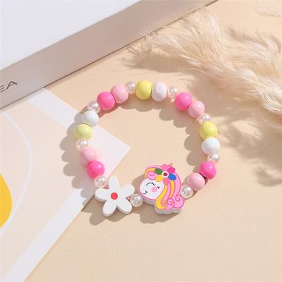 Flowers Fun Beads Cute Bracelet Cartoon Wooden Bracelets Best Friend Style Girls Star Moon Cloud Jewelry Accessories Trend