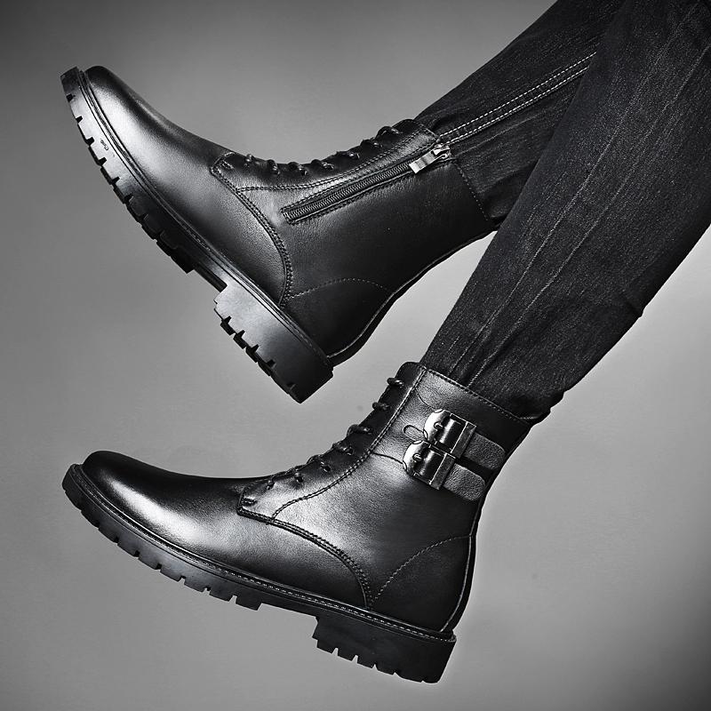 Fashion Street Style Male Walking Footwear Luxury Brand Outdoor Boots High Quality Man Ankle Boots Warm Plush Fur Winter Shoes High Top