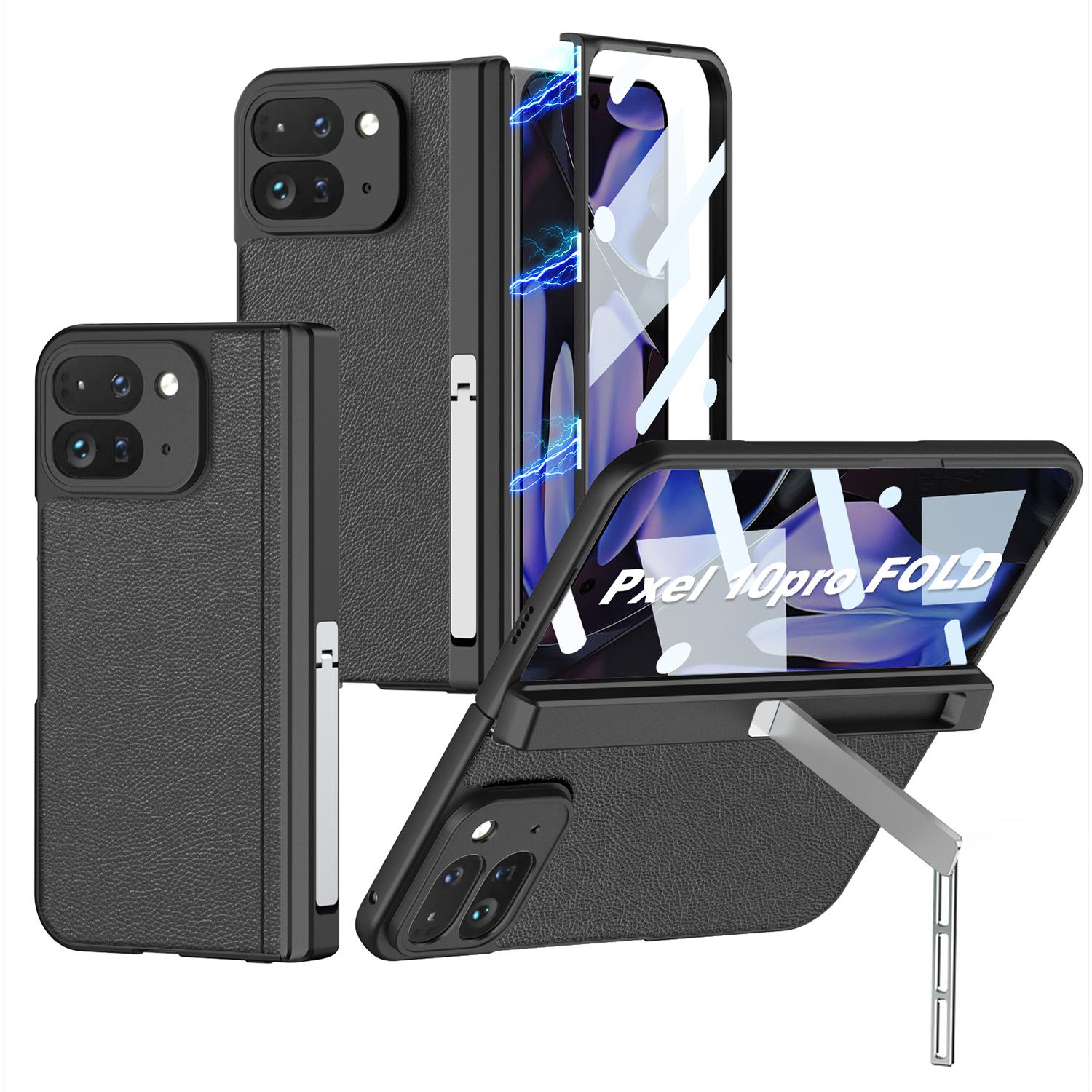 

Magnetic Hinge Plain Leather Case for Google Pixel 10 9 Pro Fold Outer Screen Glass Stand Armor Cover for Pixel 10 Pro Fold Case Choose Phone Model&Google Pixel 9 Pro Fold чёрный