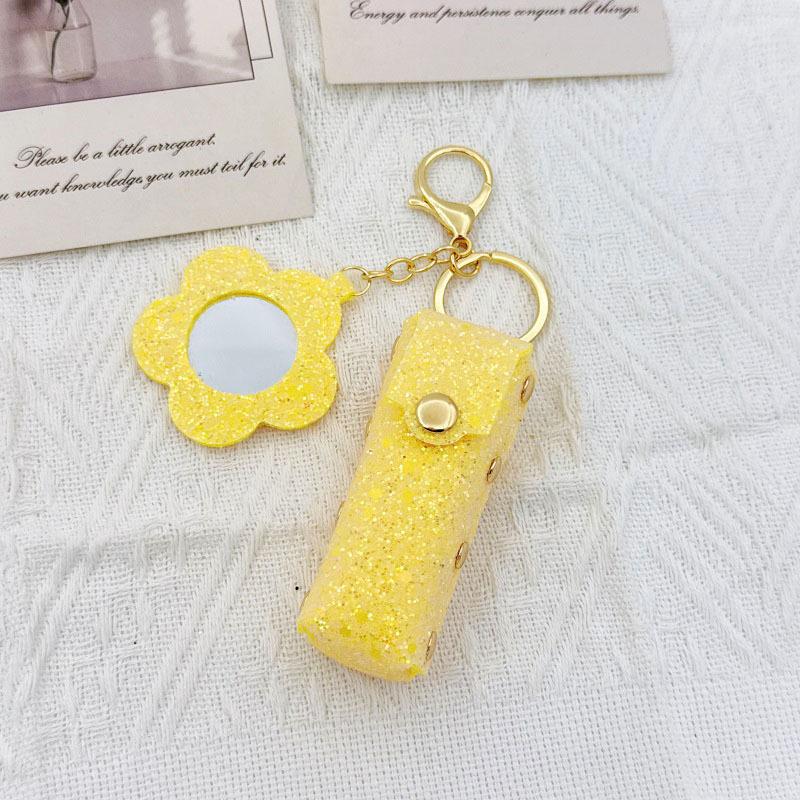 Portable Lipstick Bag Pouch Lip Balm Bag Keychain Holder Creative Lipsticks Protective Cover With Mirror