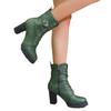 Large size lace-up fashion boots autumn and winter new high-heeled side zipper buckle belt low tube round head women's boots