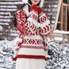 New red sweater women's autumn and winter wear thickened lazy Christmas style design retro feeling loose soft waxy knitted sweater