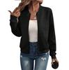 Autumn and Winter Solid Color Zipper Jacket, Baseball Collar, Casual Jacket for Women
