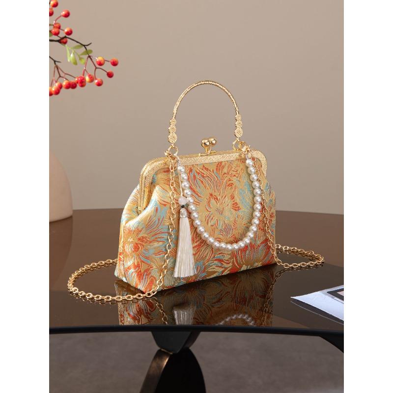 Handbag New Song Jinbao Retro Flower Cheongsam Dinner Bag Ladies Crossbody Bag Chain Party Bag