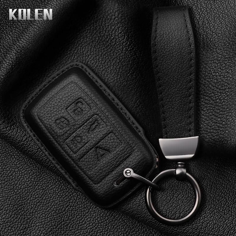 Leather Car Key Case Cover Shell for Land Rover Range Rover Sport Evoque Velar Discovery Jaguar XE XF E-Pace F-Pace XJ Keychain