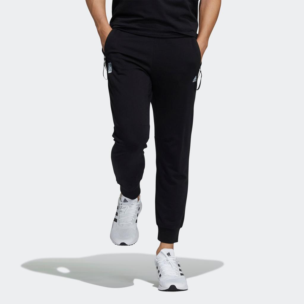 Adidas Wuji Series Solid Color Slim Mid-Rise Breathable Tapered Knit Joggers Men Bottoms Black GP0860