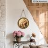 2D Flat, 1pc Round Vintage Floral Metal Wall Decor - Beige & Golden Suitable for Home, Suitable for Housewarming Gifts, Round Aluminum Plaque with