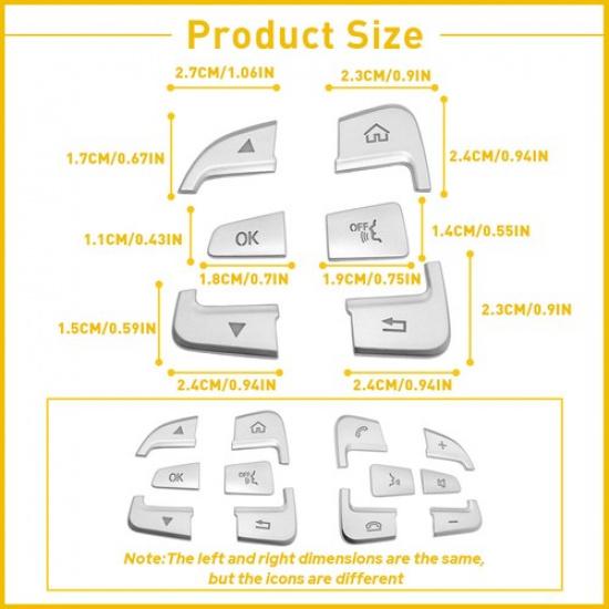 Chrome Steering Wheel Button Cover Trim Fit Mercedes Benz E C Class W204 12-16