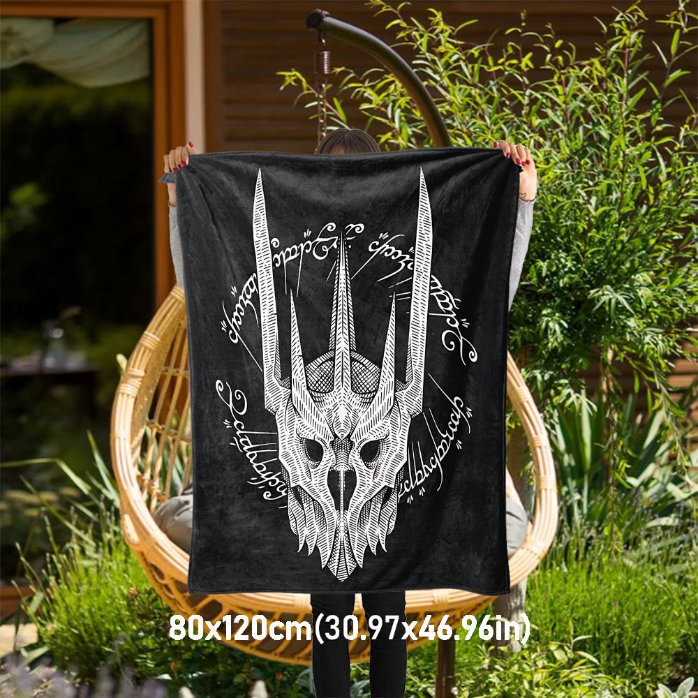 1pc Dragon Skull Tattoo  - Throw Blanket, Soft, Flannel Blankets, Living Room,  All Seasons Use-1021040