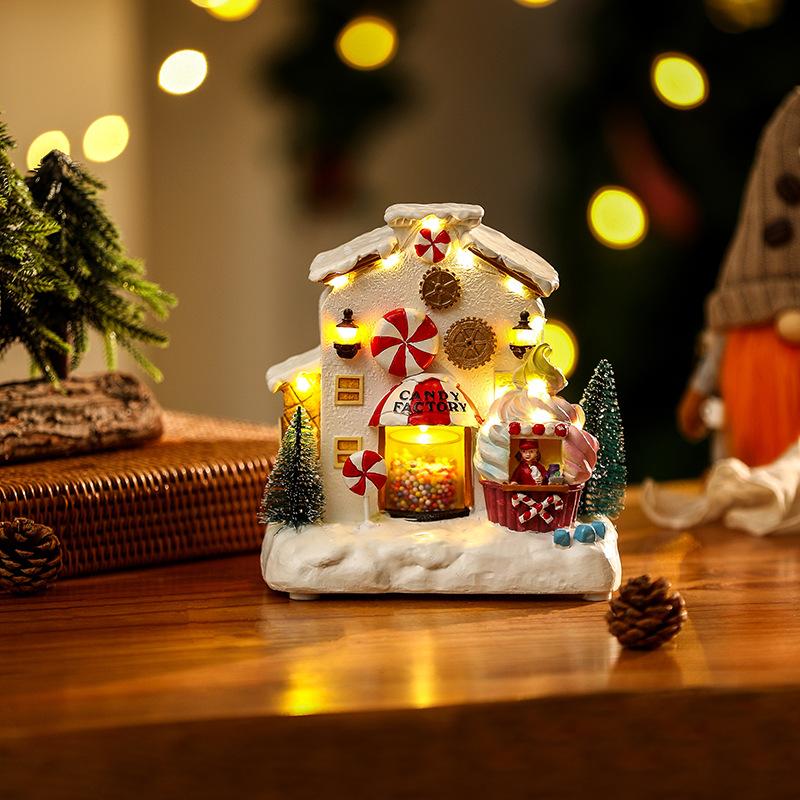 New Christmas Decorations Candy House Glowing Music House Gingerbread House Desktop Creative Ornaments Christmas Gifts