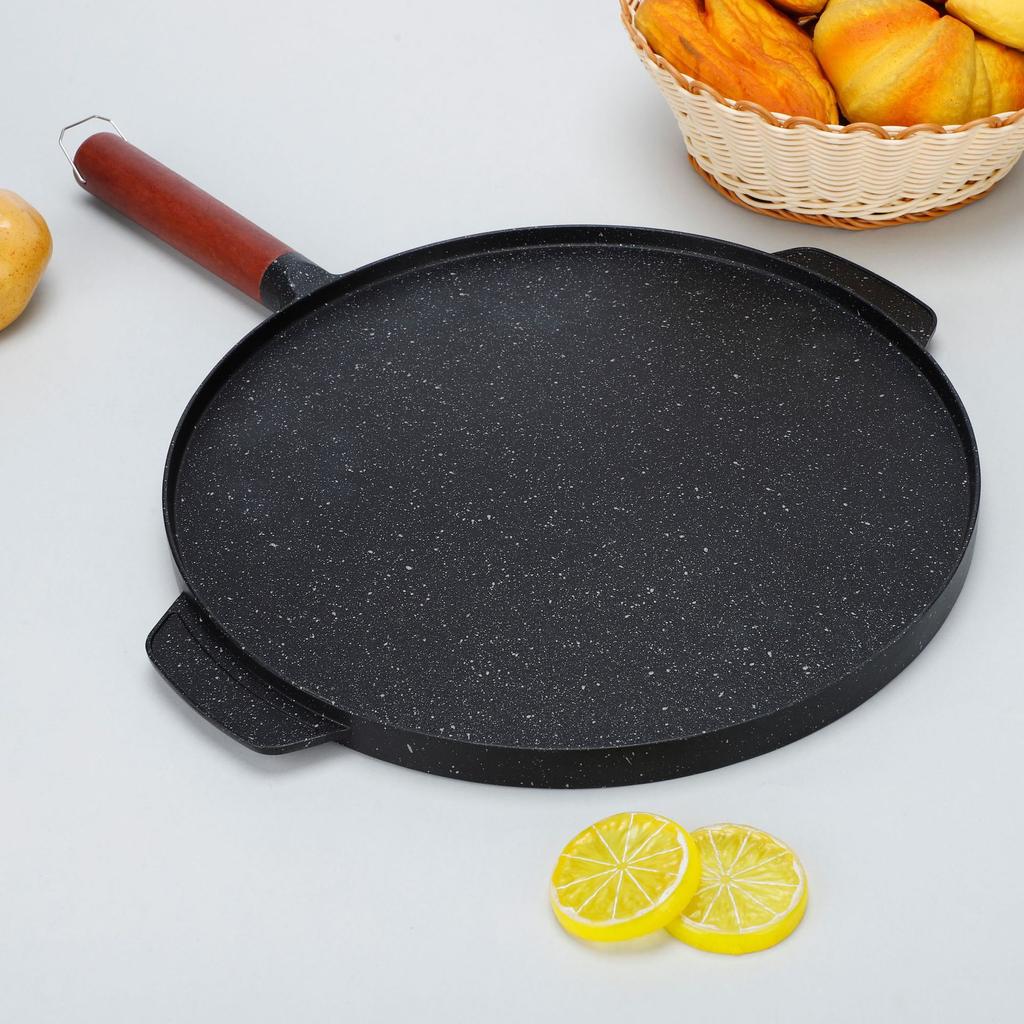 Non Stick Frying Pan Aluminum Medical Stone Coating Double Side Steak Frying Pan Camping Barbecue Grill Stoves Universal