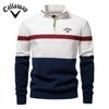 2025 Herbst/Winter Neue Bestickte Große Stehkragen Herren Pullover Halb Zipper Farbe Block Strick Pullover Qualität Herren Kleidung