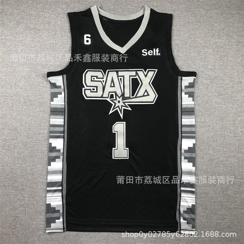 Mens Womens Basketball Jersey Green White Black Embroidered NBA San Antonio Spurs Wembanyama 1 Youth Adult Size