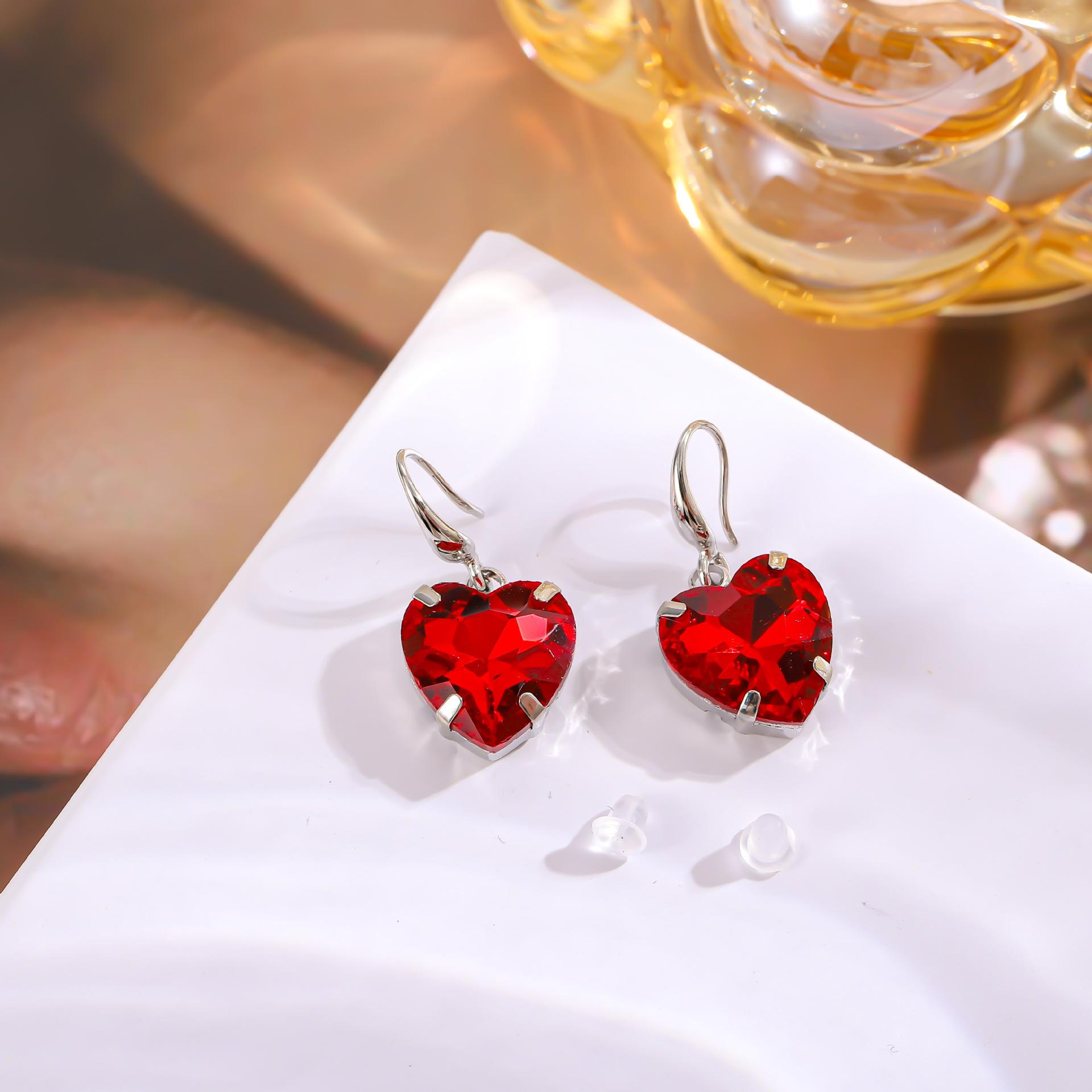 Ruby Star of the Sea Heart Pendant Earrings - Women s Wedding Banquet Accessories