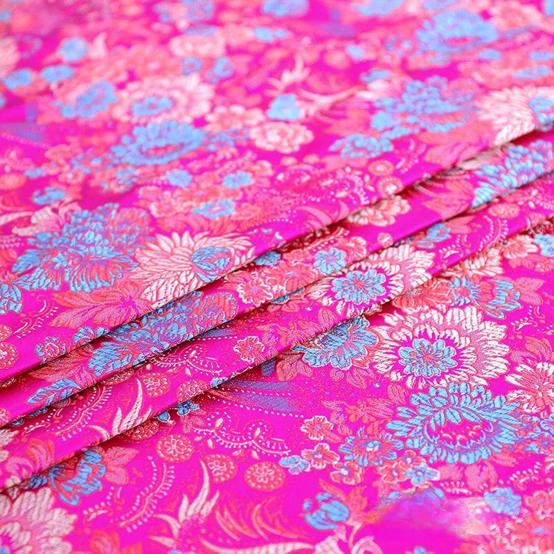 75x100cm Brocade Silk Fabric Beautiful DIY Material with Flower Pattern Sewing Handmade Patchwork Textile Cloth