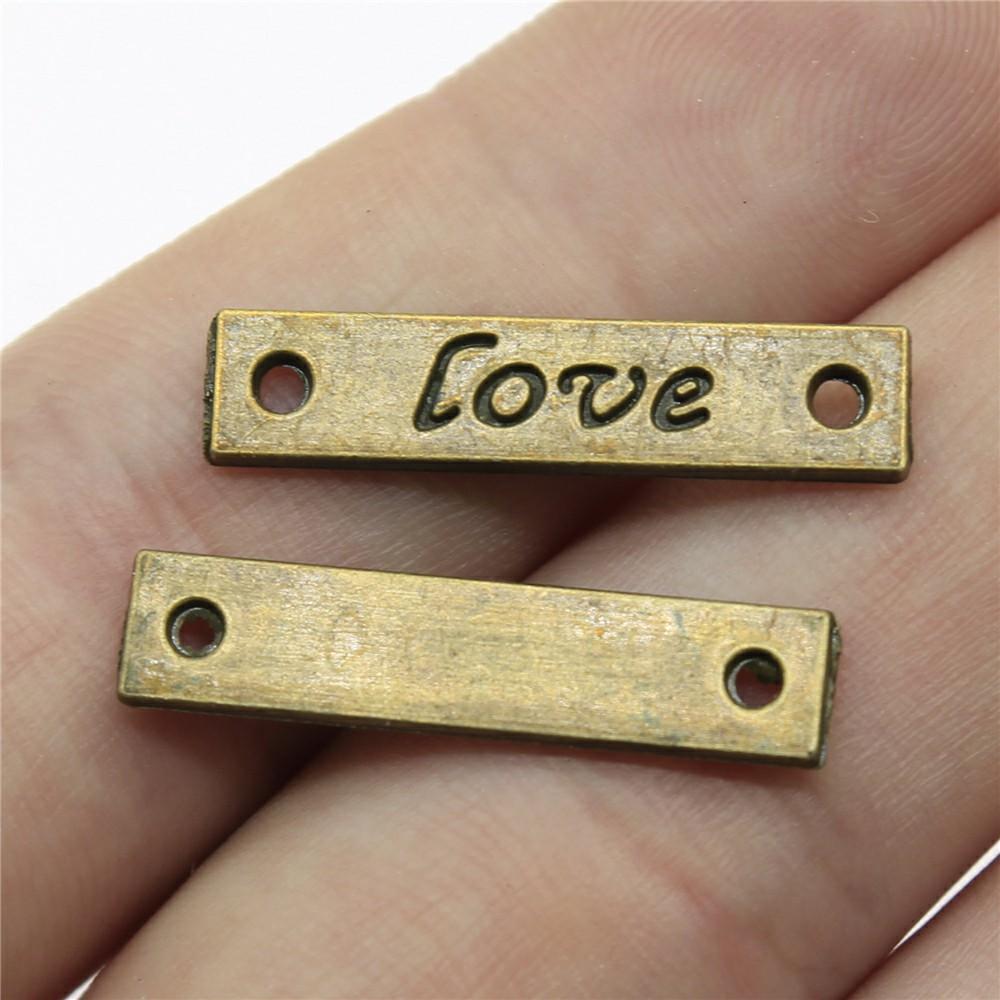 20 stuks Woord Connector Bedels Voor Sieraden Maken Antiek Brons Zilverkleurige Hangers DIY Ambachten Maken Onderdelen Tibetaanse Sieraden