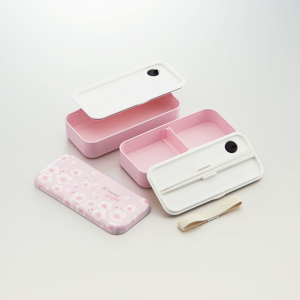 Skater Bento Cherry Blossom All Smile with Melamine Made in Box, Pattern, Design, 600ml, Chopsticks, Lid, Women's, Japan, SLBW6M-A