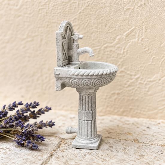 Yousheng Miniature Bathroom Sink Model, Vintage Roman Column Pedestal Round Wash Basin Dollhouse Accessory for Micro Landscape, DIY Crafts
