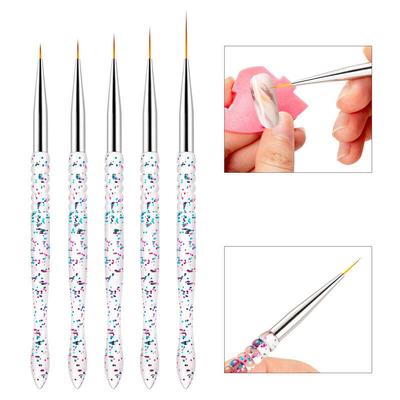 5 unidades Nail Art Liner Pintura Escova Acrílico DIY UV Gel Grade Listras Linha Caneta Conjunto