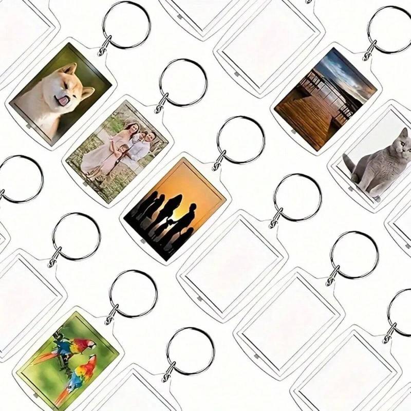 10Pc Acrylic Photo Frame Keychain Clear Picture Insert Blank Keyrings For Double-Sided Photos Diy Supplies
