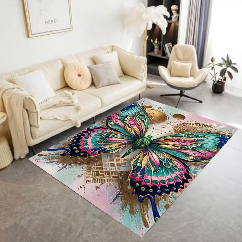 1pc Butterfly Design Home Carpet Non-slip Office Decor Gift Living Room Bedroom