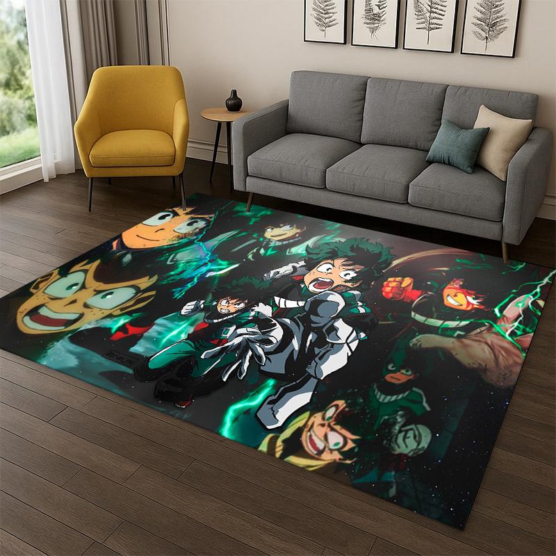 My Hero Academia Deku Bakugou Alfombra de Dibujos Animados Anime para Dormitorio Sala de Estar Sofá Felpudo Decoración del Hogar, Alfombra para Zona Infantil Antideslizante